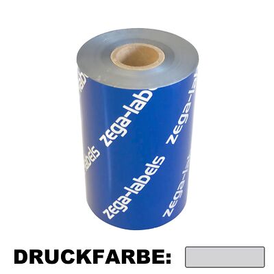Thermotransfer Farbband SILBER MATT 110 mm x 300 m zega color(Wachs/Harz)ZebraZT