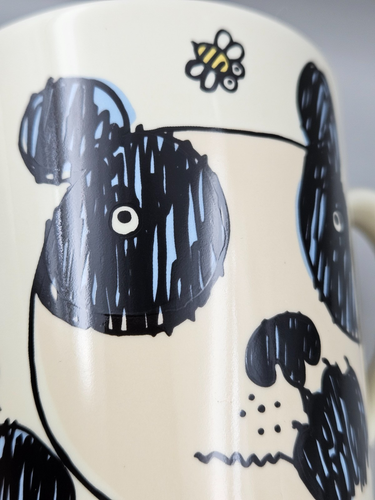 Vintage Panda Coffee Mug - Panda gie.gie.gie panppan Hand Painted Panda & Bees - Picture 9 of 12
