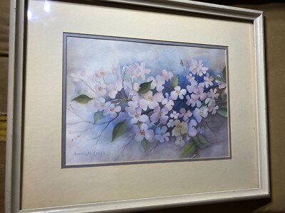 Annette M. Lange ''Flowering Dogwood Branches'' Watercolor Painting -Signed/Framed