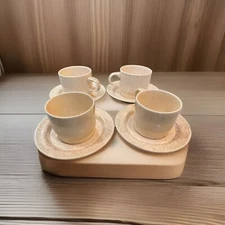 Vintage Homer Laughlin J-83 Speckled Cup & Saucer Set for 4 – USA-Made