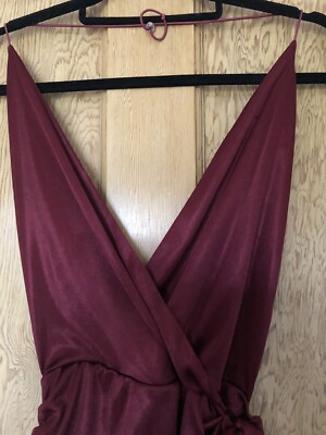 oh polly burgundy wrap dress Bow-Detail Ruched Maxi Dress in Wine Red main image 1