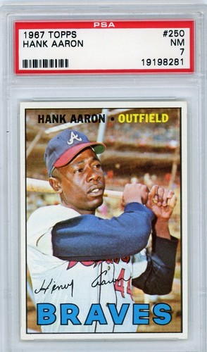 1967 Topps #250 Hank Aaron PSA 7 NM CENTERED HOF Vintage Braves