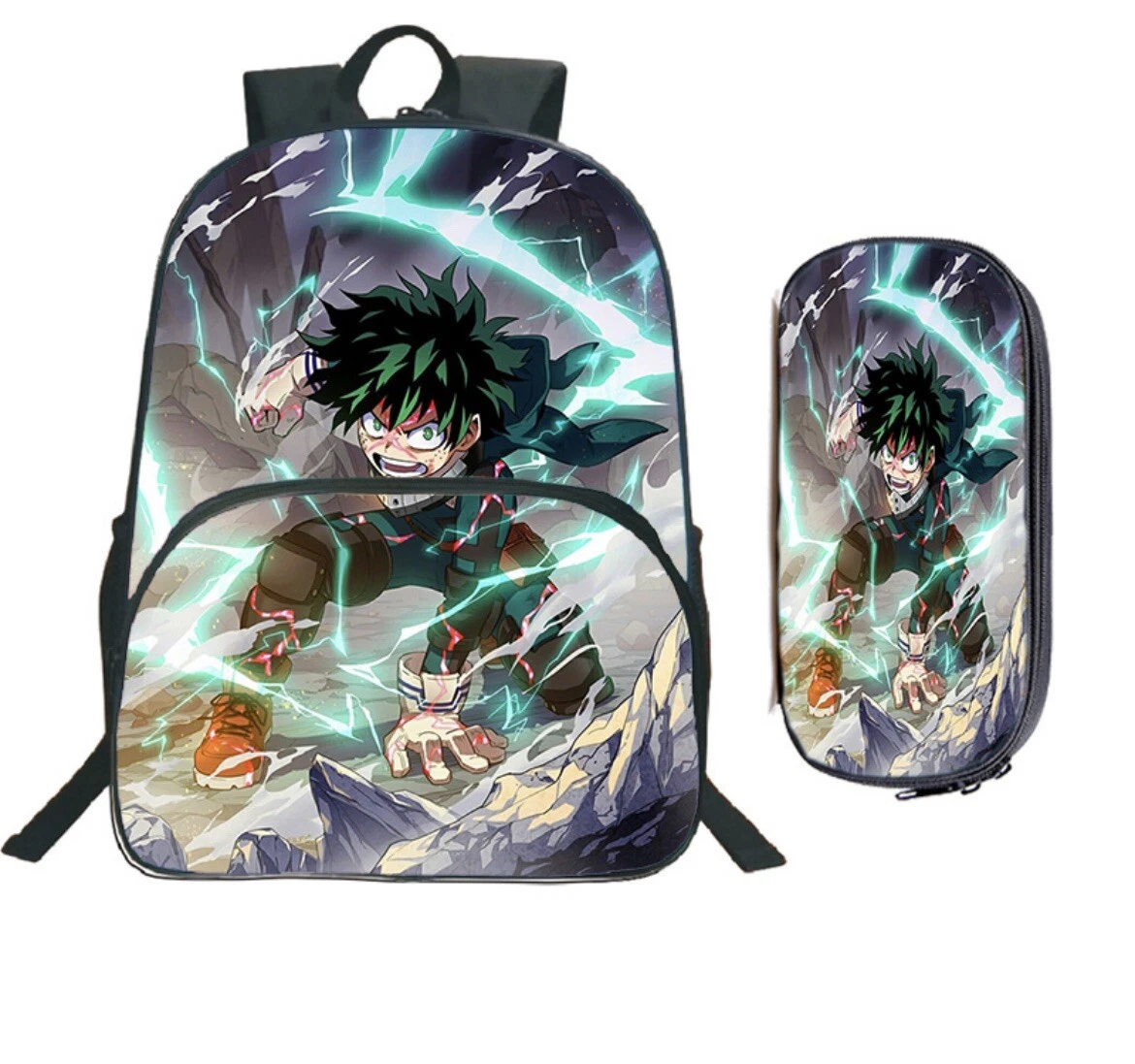 My Hero Academia Anime Deku Kids School Backpack Insulated Lunch Bag Pen Bag