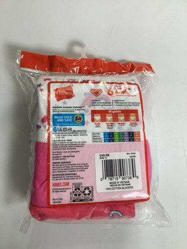Girls Hanes Multicolor Low Rise Briefs Size 12 6 pack NEW! - Picture 2 of 3