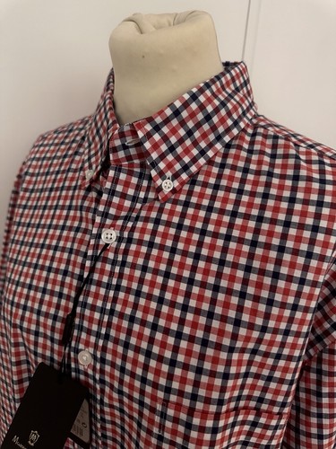 Massimo Dutti Red & Blue Check Pattern Cotton Shirt Size XL NEW WITH TAGS - Picture 9 of 16
