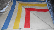 USED Vintage Distressed Orrlaskan 100 Wool 3 Striped Blanket 66 x58