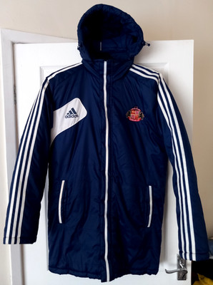 SUNDERLAND AFC Adidas Blue Football Hooded Bench Coat 2012/2013 Size 34/36