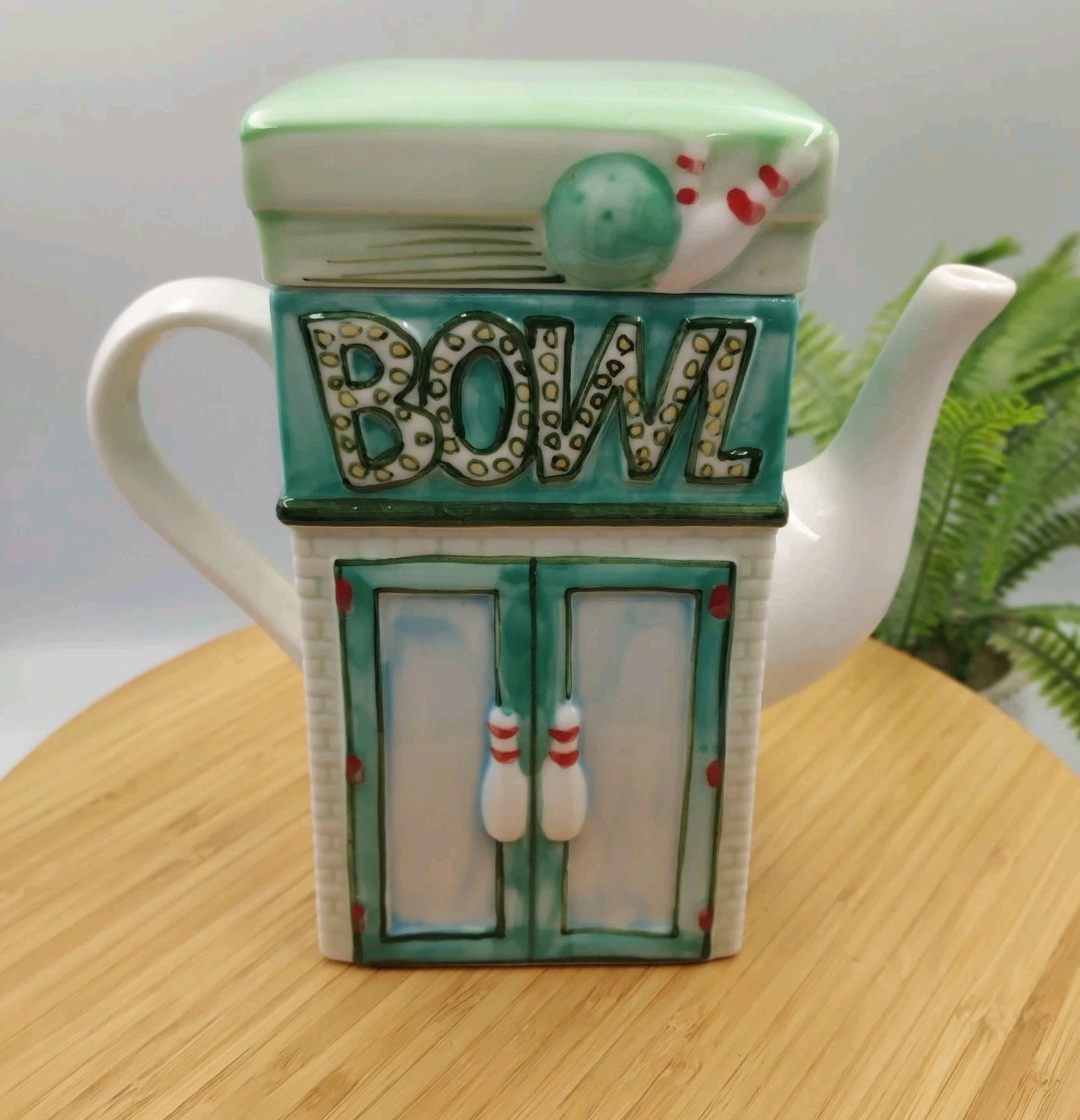 Pot Twinnings Porcelain Bowl Salad Design W Lid Mint Green /