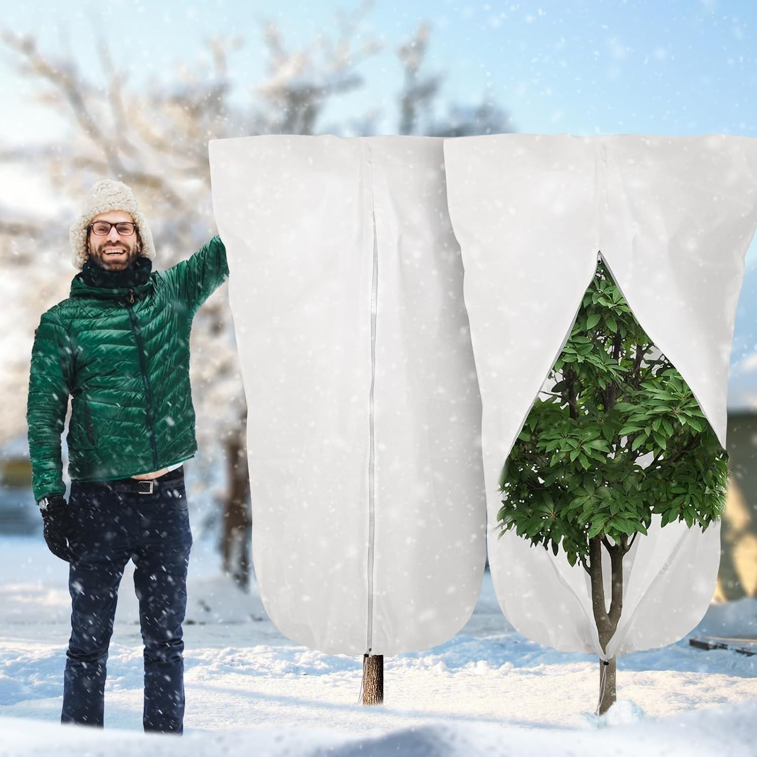 2PCS Garden Fleece Frost Protection 70gms 80x100cm Plant Fleece Frost Cover