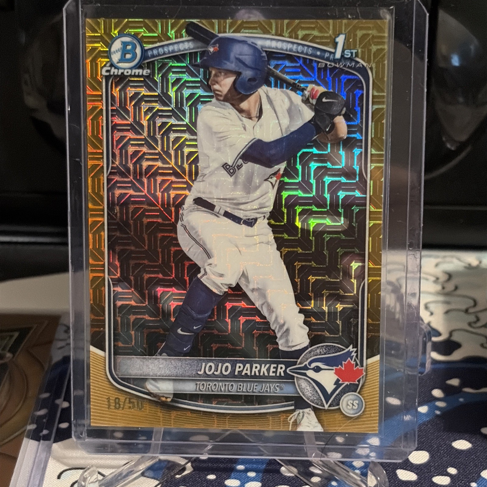 2025 Bowman Draft #BDC-8 JoJo Parker Chrome Gold Mojo Refractor #/50