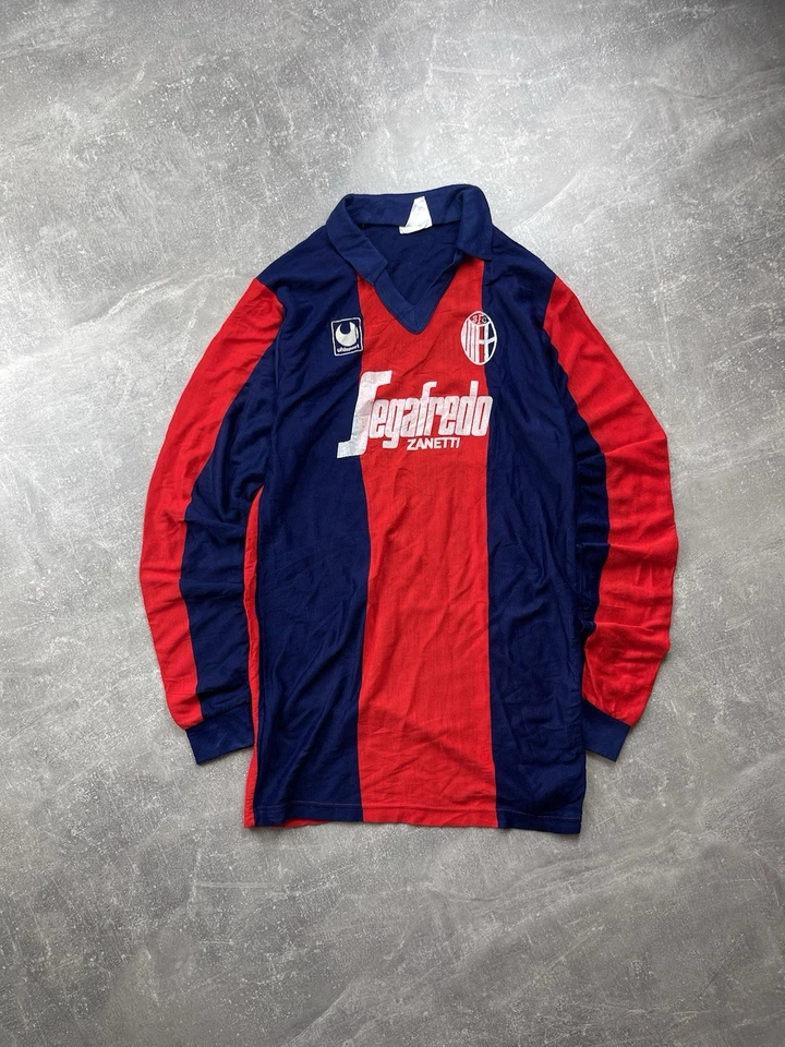 Camiseta deportiva de fútbol vintage 1988-89 Bologna FC Uhlsport Segafredo Italia talla S Foto 2 de 4