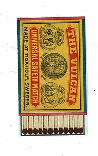 1 Old Sweden c1900s Publicity matchbox label Vulcan Safety Matches size 86x50mm