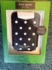 KATE SPADE LEATHER MAGNETIC CARD WALLET FOR SMARTPHONE BLACK WHITE