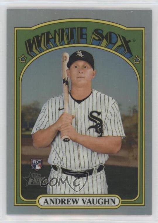 2021 Topps Heritage High Number Chrome Refractor 81/572 Andrew Vaughn #624 0u56