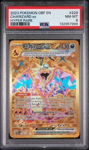 2023 POKEMON OBF EN-OBSIDIAN FLAMES HYPER RARE #228 CHARIZARD EX PSA 8