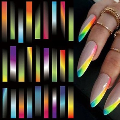 Nail Art Sticker Neon Regenbogen Disco Linien Festivals Streifen (DP1392)