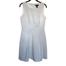 White House Black Market Womens White Fit and Flare Dress 8