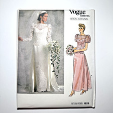 Vtg 80s Vogue 1829 Wedding Dress Pattern Sz 12 Bridal Original Lace Romantic