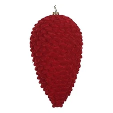 Vickerman 7" Pinecone Christmas Ornaments in Flocked Burgundy Red (Set of 2)