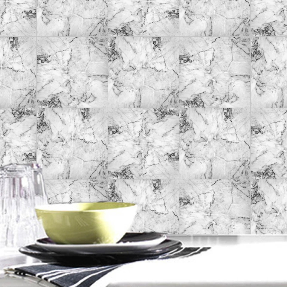 Pegatinas para azulejos de piso para cocina, baño y salpicadero pelar y pegar impermeables Foto 4 de 4