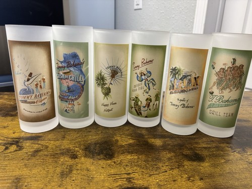 Tommy Bahama Tropical 6er Set mattierte Longdrinkgläser, Tiki, Hula, Maritim - Bild 1 von 10