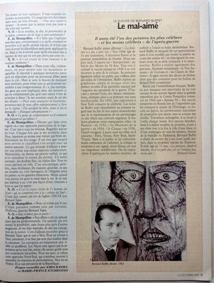 *BERNARD BUFFET der Böse Geliebte = PRESSENAUSSCHNITT 1 SEITE 1999 /CLIPPING