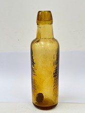 60079 Old Vintage Antique Glass Bottle Mineral Bullet Codd Amber Leigh Salford