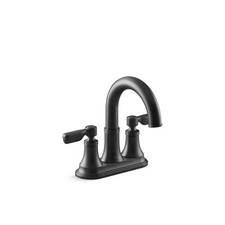 KOHLER Paces 4 in. Centerset Double Handle Bathroom Faucet in Matte Black
