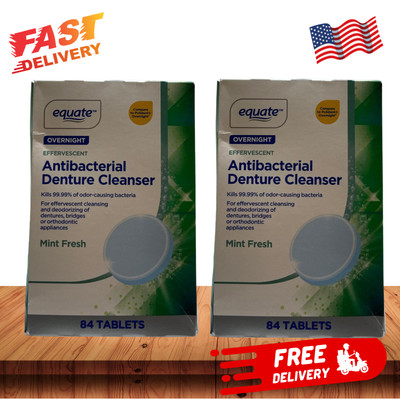 Pack of 2 Equate Antibacterial Denture Cleanser Tablets Overnight 84 Tablets