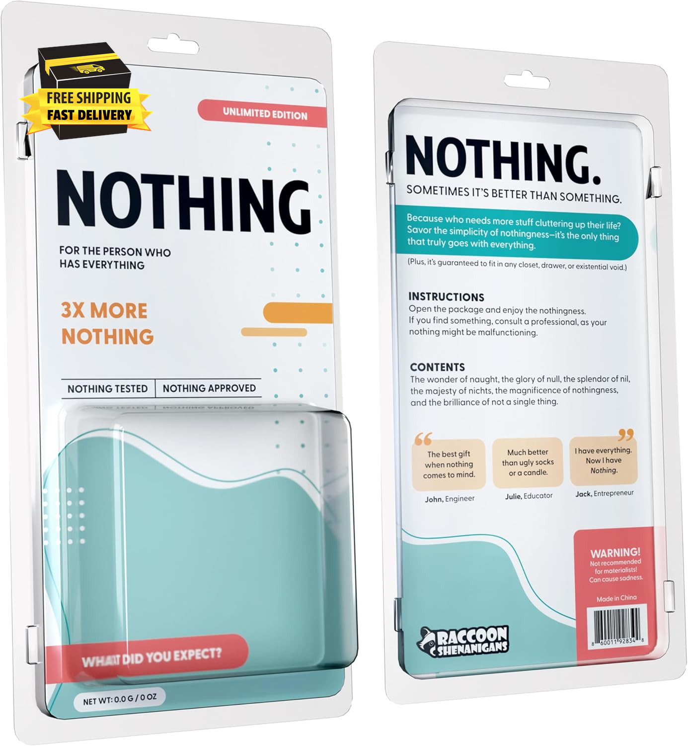 Nothing Gift - Funny Gag Gift for Dad, Mom, Women & Men Who 