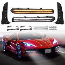 LED Grill Bezel Light Bars DRL Lamp Carbon Flash For Chevrolet Corvette C8 2020+