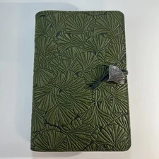 Oberon Design Green Leather Journal Notebook Large 6x9 Refillable Leaves NWT