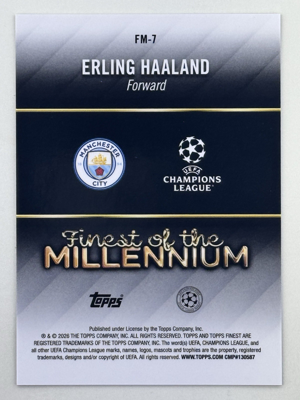 Erling Haaland 2025-26 Topps Finest UEFA Finest Of The Millennium #FM-7 Soccer view 2