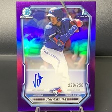 VICTOR ARIAS /250 ON CARD AUTO PURPLE 2026 Bowman 1st Chrome #CPA-VA Blue Jays