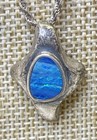 Artisan 925 Blue Opal Abstract Cross Pendant Necklace 10.2g — photo 2