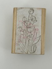Wood Mounted Rubber Stamp Floral Bouquet Tulips Daffodils Card Making