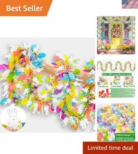 5 String Easter Egg Bunny Garland Decorations, Total 50 Ft Colorful Easter Ti...