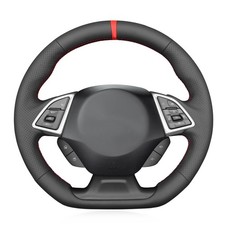 MEWANT Hand Stitch Black Genuine Leather Steering Wheel Cover for Chevy Camar...