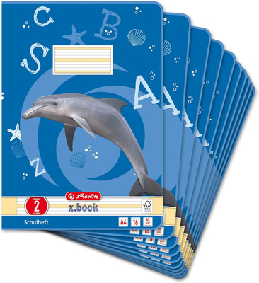 Herlitz Schulheft X.Book A4, Lineatur 2, 2. Klasse, 16 Blatt, 10 Stück
