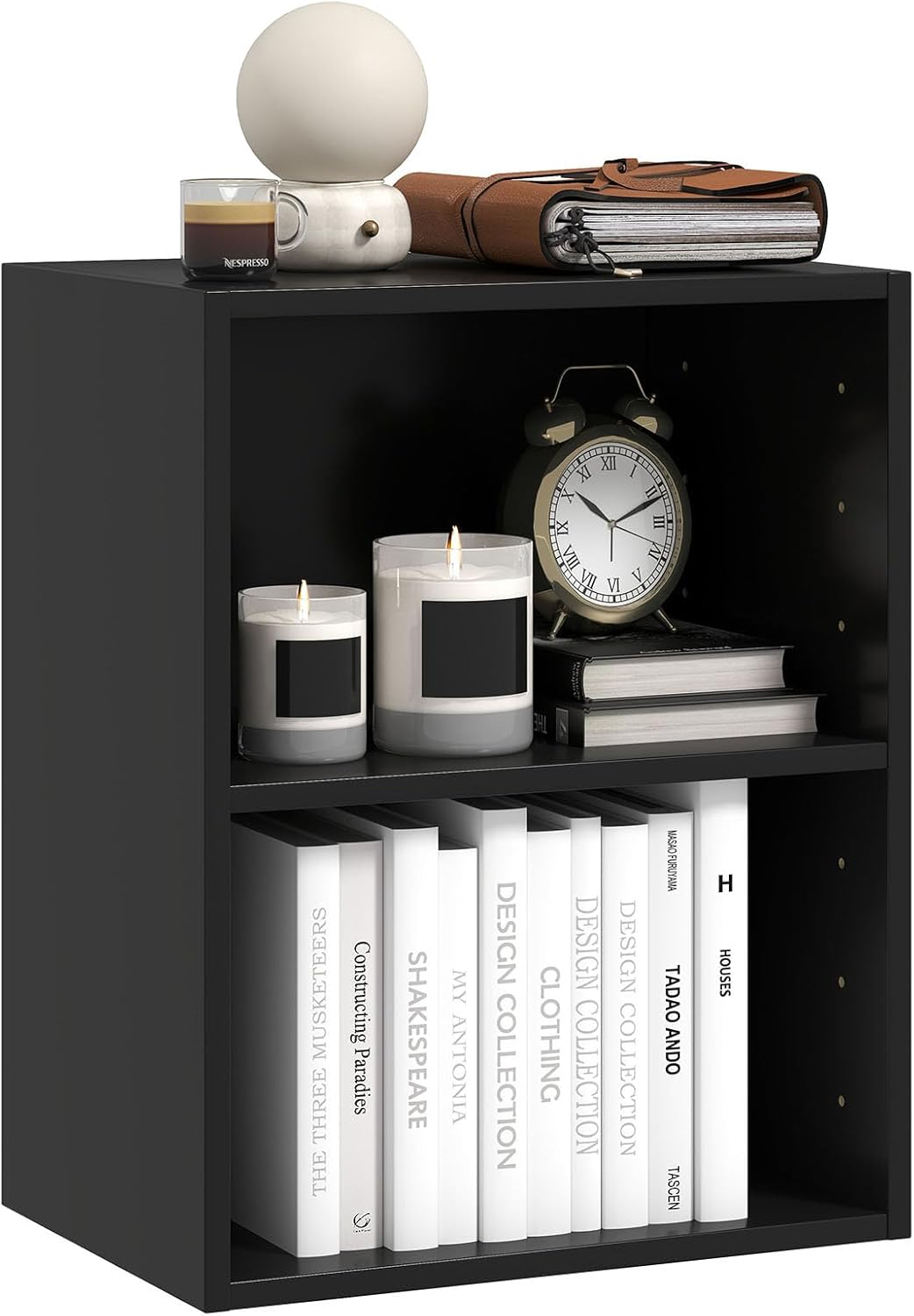 2-Tier Open Shelf Bookcase with 7 Adjustable Shelves, Multi-Purpose Storage