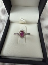 The Diamond Store 9K Gold Ruby Diamond Ring Size K