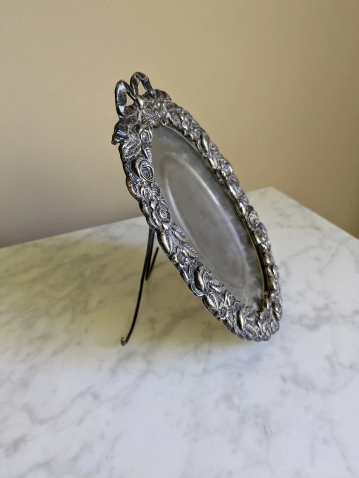 Антикварная серебряная рамка для картин Jacobi & Jenkins 4x6 овальная балтиморская роза - Изображение 4 из 4