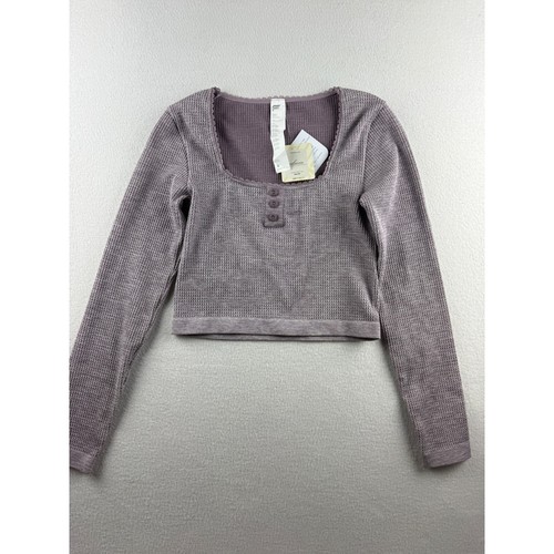 Fabletics Cable Knit Long Sleeve Top Faded Plum Heather  Small