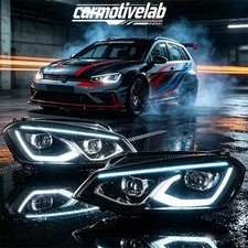 Headlights For 2015-2017 Volkswagen Golf MK7 Full W/LED DRL Start Animation Pair