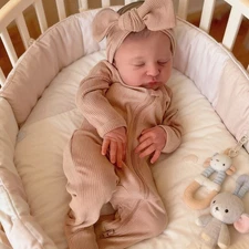 Lifelike Newborn Baby Dolls 19" Sleeping Real Life Infant Cloth Body Feeding Toy