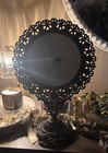 Vintage Victorian Gothic Black Cast Iron Unique Vanity Mirror Art Nouveau — photo 2