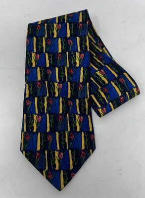 Ermenegildo Zegna Exclusive Design Pure Silk Blue Floral Italian Tie 58''x4''