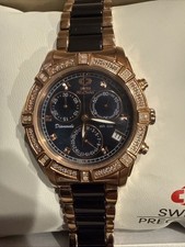 Excellent * Ladies Swiss Precimax Watch Black Gold Color. New Battery & Cleaned