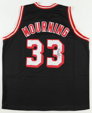 ALONZO MOURNING SIGNED MIAMI HEAT BLACK JERSEY JSA AUTOGRAPHED