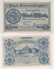 5 Mark Banknoten Notgeld Stadt Emmendingen 30.10.1918 (107805)